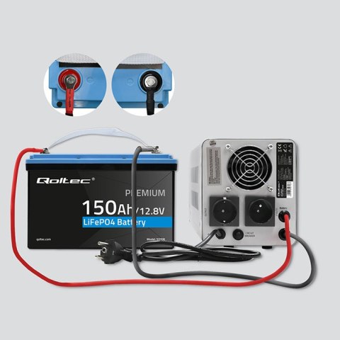 Qoltec Akumulator LiFePO4 Litowo-Żelazowo-Fosforanowy | 12.8V | 150Ah | 1920Wh| BMS