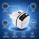 Qoltec Ładowarka sieciowa GaN Super Fast 65W | USB-C PD PPS | 5-20V | 3-3.25A | Laptop | MacBook | Smartfon | wysuwany kabel
