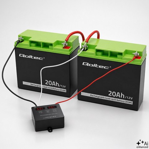 Qoltec Balanser napięcia 24V do akumulatorów 2 x 12V | 5A | AGM GEL LiFePO4 | LED