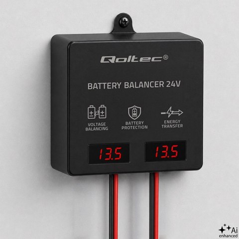 Qoltec Balanser napięcia 24V do akumulatorów 2 x 12V | 5A | AGM GEL LiFePO4 | LED
