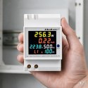 Qoltec Jednofazowy licznik 6w1| miernik zużycia energii na szynę DIN | 230V | 100A | LCD | CT | 3P