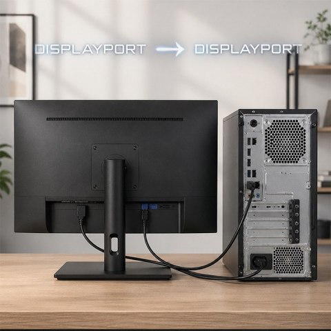 Qoltec Kabel DisplayPort v2.1 męski | DisplayPort v2.1 męski | 8K | 40G | 2m