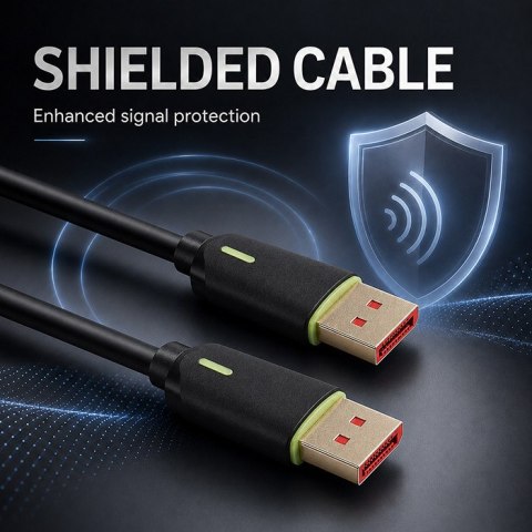 Qoltec Kabel DisplayPort v2.1 męski | DisplayPort v2.1 męski | 8K | 80G | 1.5m
