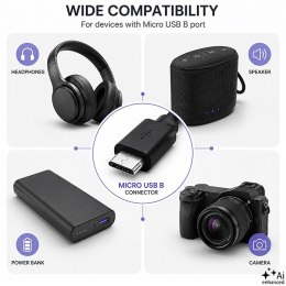 Qoltec Kabel USB 2.0 A męski | Micro USB B męski | 0.25m