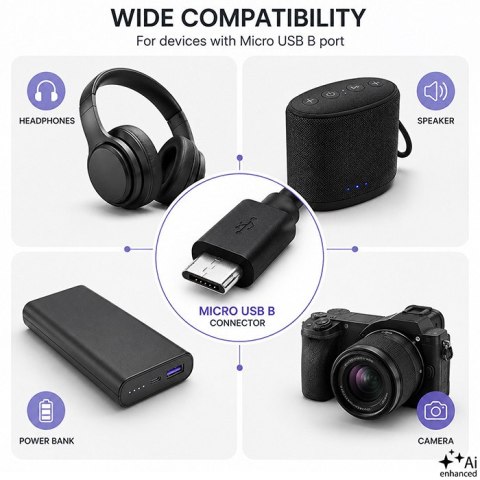 Qoltec Kabel USB A męski | micro USB B męski | 5P | 0.25m