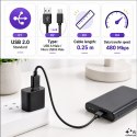 Qoltec Kabel USB A męski | micro USB B męski | 5P | 0.25m