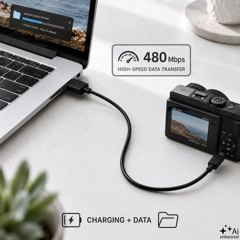 Qoltec Kabel USB A męski | micro USB B męski | 5P | 0.25m