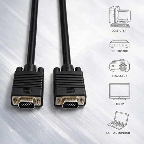 Qoltec Kabel monitorowy XGA męski / XGA męski | 1.5m | Podwójnie ekranowany | Full HD