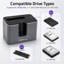 Qoltec Stacja dokująca 2w1 z funkcją Klonowania do dysków HDD SSD | 2.5" 3.5" SATA 6Gb/s | M.2 NVMe 10Gb/s | USB-C 3.2 gen 2 | 2