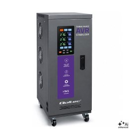 Qoltec Trójfazowy stabilizator napięcia AVR MULTIPROTECTION |10kVA | Dokładność ± 3% | Serwomotor 3F | LCD | Expert Line