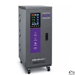 Qoltec Trójfazowy stabilizator napięcia AVR MULTIPROTECTION |15kVA | Dokładność ± 3% | Serwomotor 3F | LCD | Expert Line