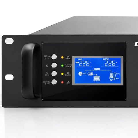 Qoltec Zasilacz awaryjny UPS Pure Sine Wave do RACK | 6kVA | 5000W | Power Factor 1.0 | LCD | EPO | USB | On-line