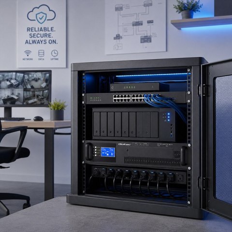 Qoltec Zasilacz awaryjny UPS Pure Sine Wave do RACK | 6kVA | 5000W | Power Factor 1.0 | LCD | EPO | USB | On-line
