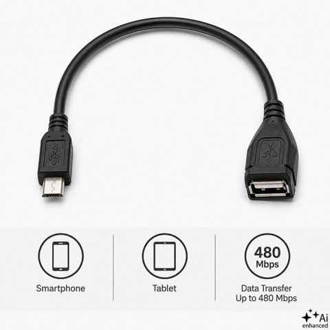 Qoltec Kabel USB OTG 2.0 A żeński | Micro USB B męski | 0.2m